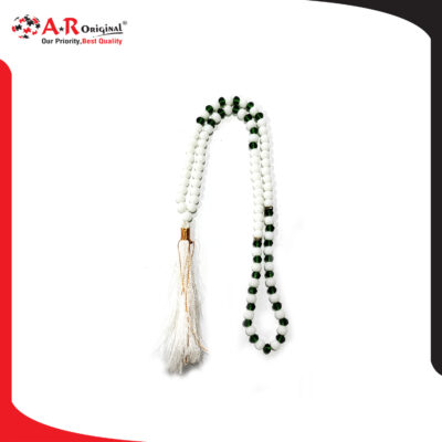 TASBEEH GREEN WHITE MARBLE BEADS